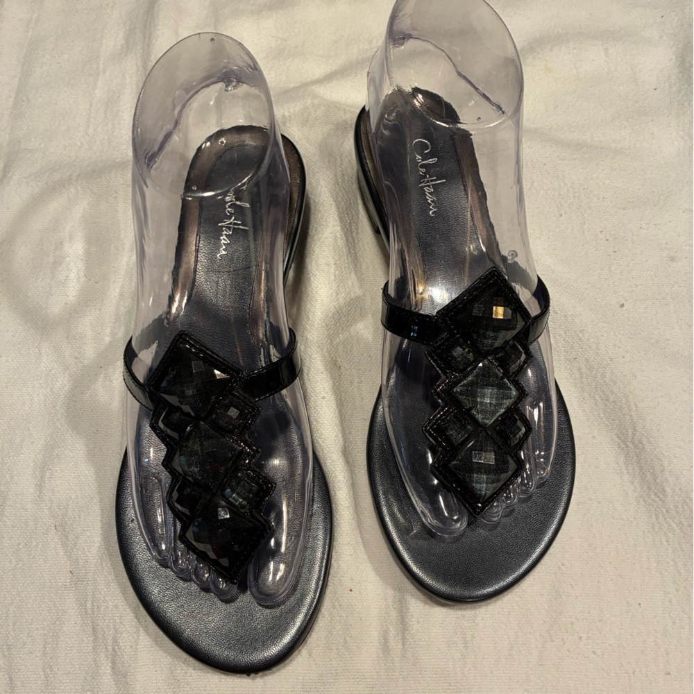 Cole Haan Black Rhinestone Geometric Sz. 6.5 Sandals w 1” heel